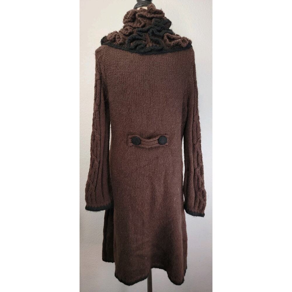 BCBG Max Azria Duster Long Cardigan Sweater Womens XL Wool Mohair Double Ruffle - Picture 5 of 9